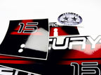 Vinyl graphic red decals set suitable for Mercury 15 hp two stroke outboard engine. Vinyl red stickers kit for Mercury 15 hp two stroke Handmade