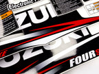 Vinyl graphic decals set suitable for Suzuki 25 hp four stroke outboard engine. Vinyl stickers kit for Suzuki 25 hp four stroke Handmade