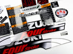 Vinyl graphic decals set suitable for Suzuki 9.9 hp four stroke outboard engine. Vinyl stickers kit for Suzuki 9.9 hp four stroke Handmade