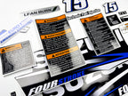 Vinyl graphic blue decals set suitable for Suzuki 15 hp four stroke outboard engine. Blue vinyl stickers kit for suzuki 15 hp four stroke Handmade