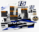 Vinyl graphic decals set blue color suitable for Suzuki 15 hp four stroke outboard engine. Vinyl stickers kit for Suzuki 15 hp four stroke Handmade