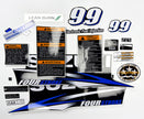 Vinyl graphic blue decals set suitable for Suzuki 9.9 hp four stroke outboard engine. Blue vinyl stickers kit for suzuki 9.9 hp four stroke Handmade