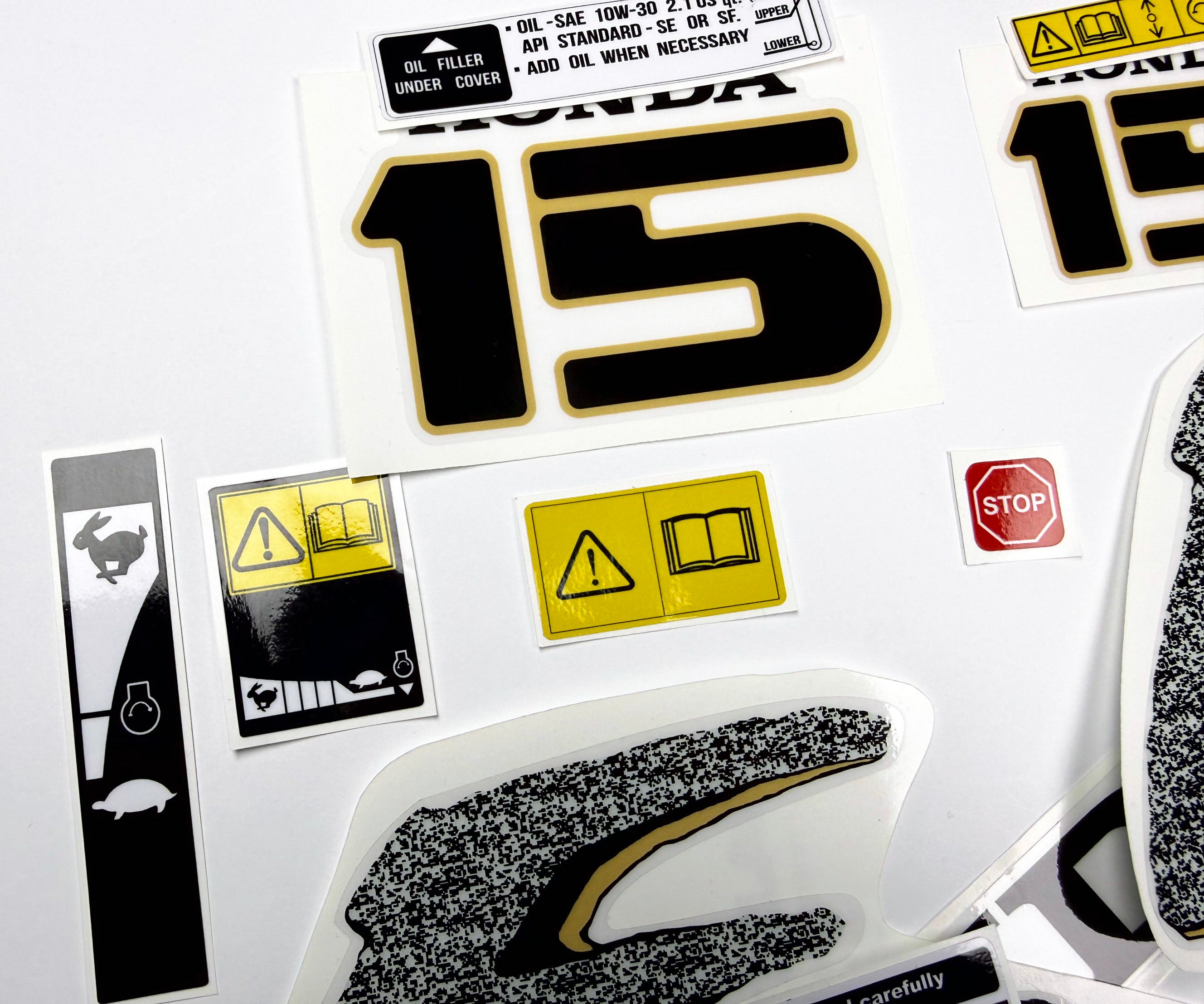 Vinyl graphic decals set suitable for Honda 15 hp four stroke outboard engine. Vinyl stickers kit for Honda 15 hp four stroke Handmade
