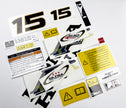 Vinyl graphic decals set suitable for Honda 15 hp four stroke outboard engine. Vinyl stickers kit for Honda 15 hp four stroke Handmade