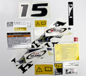 Vinyl graphic decals set chrome color suitable for Honda 15 hp four stroke outboard engine. Vinyl stickers kit for Honda 15 hp four stroke Handmade