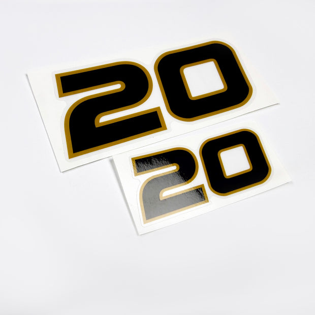 Vinyl graphic decal for Honda 20 four stroke outboard engine.Vinyl graphic sticker Number 20 number 20 separately for Honda 20  four stroke