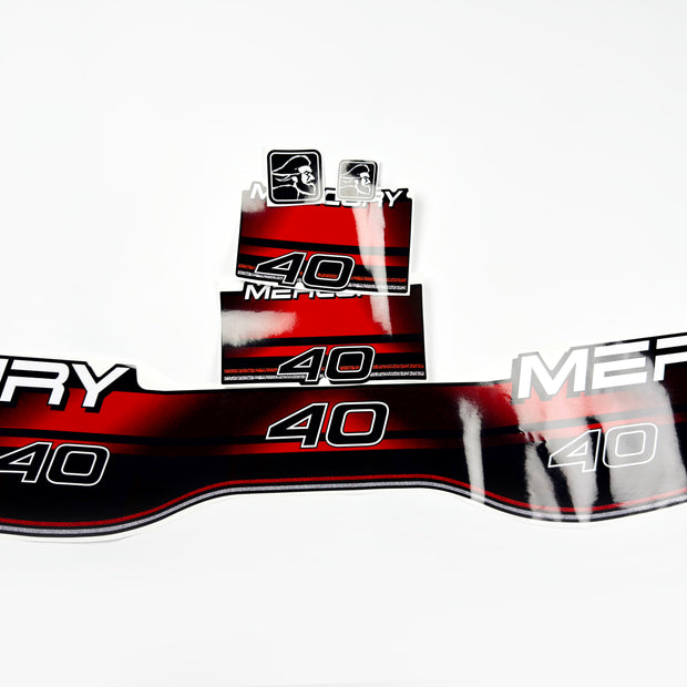 Vinyl graphic decals set suitable for Mercury 40 hp two stroke outboard engine. Vinyl stickers kit for Mercury 40 hp Handmade