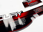 Vinyl red graphic decals set suitable for Mercury 125 hp two stroke outboard engine. Vinyl stickers kit for Mercury 125 hp Handmade