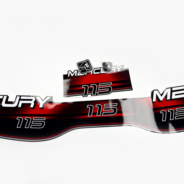 Vinyl red graphic decals set suitable for Mercury 115 hp two stroke outboard engine. Vinyl stickers kit for Mercury 115 hp Handmade