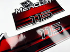 Vinyl red graphic decals set suitable for Mercury 115 hp two stroke outboard engine. Vinyl stickers kit for Mercury 115 hp Handmade