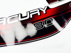 Vinyl red graphic decals set suitable for Mercury 80 hp two stroke outboard engine. Vinyl stickers kit for Mercury 80 hp Handmade