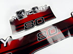 Vinyl red graphic decals set suitable for Mercury 80 hp two stroke outboard engine. Vinyl stickers kit for Mercury 80 hp Handmade