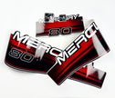 Vinyl red graphic decals set suitable for Mercury 80 hp two stroke outboard engine. Vinyl stickers kit for Mercury 80 hp Handmade
