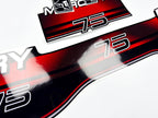 Vinyl graphic decals set suitable for Mercury 75 hp two stroke outboard engine. Vinyl stickers kit for Mercury 75 hp Handmade
