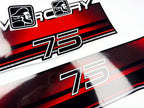 Vinyl graphic decals set suitable for Mercury 75 hp two stroke outboard engine. Vinyl stickers kit for Mercury 75 hp Handmade