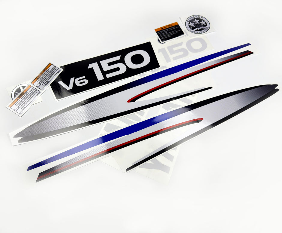 Vinyl decals set suitable for Yamaha 150 hp two stroke outboard engine. Vinyl stickers kit for Yamaha 150 hp two stroke Handmade
