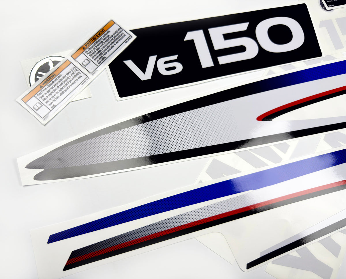Vinyl decals set suitable for Yamaha 150 hp two stroke outboard engine. Vinyl stickers kit for Yamaha 150 hp two stroke Handmade