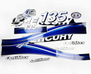 Vinyl graphic blue decals set suitable for Mercury 135 hp OptiMax saltwater two stroke outboard engine. Vinyl blue stickers kit for Mercury 135 hp two stroke Handmade