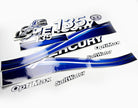 Vinyl graphic blue decals set suitable for Mercury 135 hp OptiMax saltwater two stroke outboard engine. Vinyl blue stickers kit for Mercury 135 hp two stroke Handmade