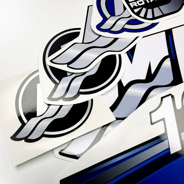 Vinyl graphic blue decals set suitable for Mercury 135 hp OptiMax saltwater two stroke outboard engine. Vinyl blue stickers kit for Mercury 135 hp two stroke Handmade