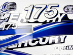 Vinyl graphic blue decals set suitable for Mercury 175 hp OptiMax saltwater two stroke outboard engine. Vinyl blue stickers kit for Mercury 175 hp two stroke Handmade