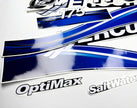 Vinyl graphic blue decals set suitable for Mercury 175 hp OptiMax saltwater two stroke outboard engine. Vinyl blue stickers kit for Mercury 175 hp two stroke Handmade