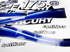 Vinyl graphic blue decals set suitable for Mercury 175 hp OptiMax saltwater two stroke outboard engine. Vinyl blue stickers kit for Mercury 175 hp two stroke Handmade
