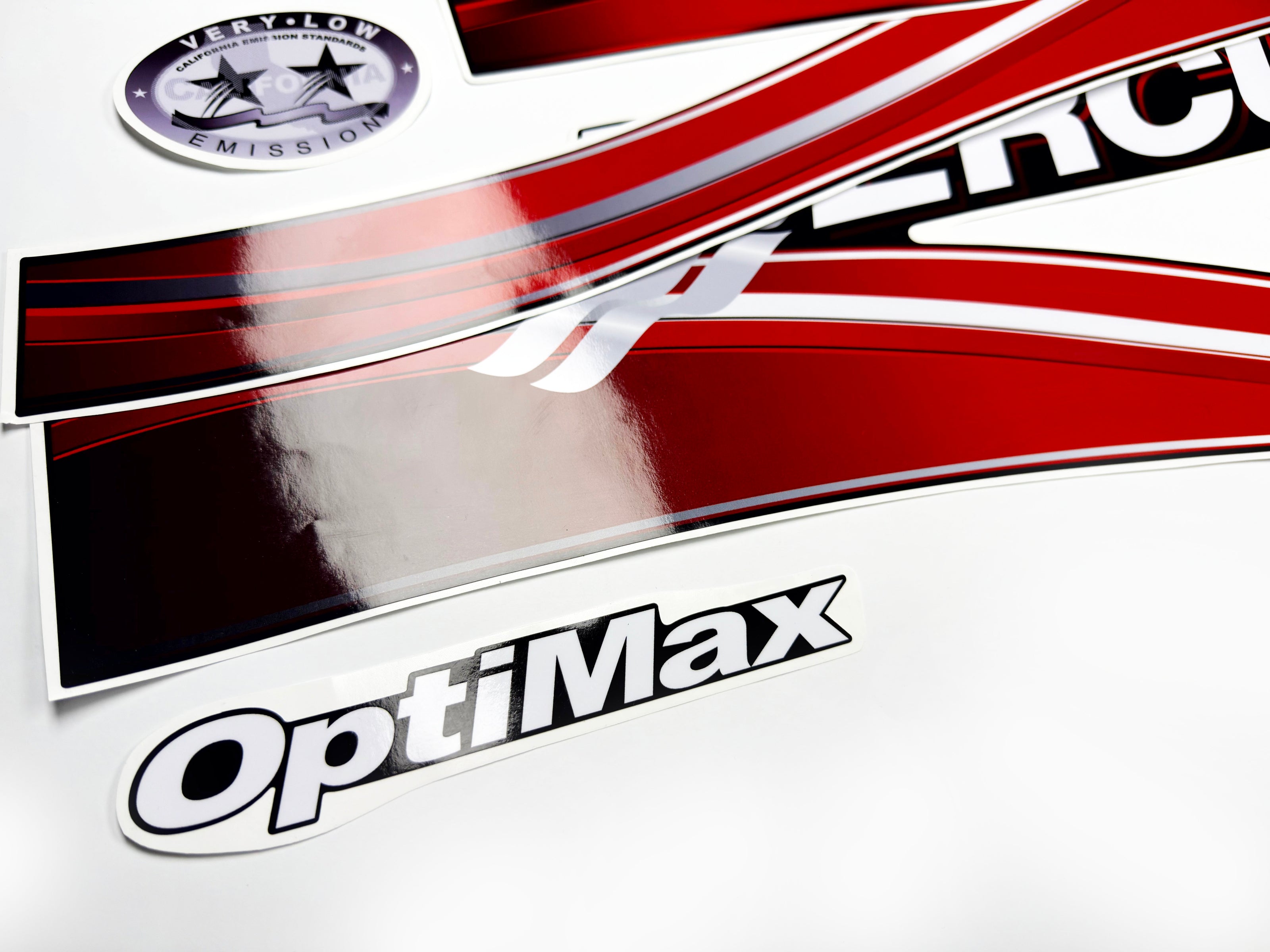 Vinyl graphic red decals set suitable for Mercury 150 hp OptiMax two stroke outboard engine. Vinyl red stickers kit for Mercury 150 hp two stroke Handmade