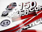 Vinyl graphic red decals set suitable for Mercury 150 hp OptiMax two stroke outboard engine. Vinyl red stickers kit for Mercury 150 hp two stroke Handmade