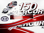 Vinyl graphic red decals set suitable for Mercury 150 hp OptiMax two stroke outboard engine. Vinyl red stickers kit for Mercury 150 hp two stroke Handmade