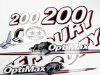 Vinyl graphic red and white decals set suitable for Mercury 200 hp OptiMax two stroke outboard engine. Vinyl red stickers kit for Mercury 200 hp two stroke Handmade