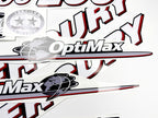 Vinyl graphic red and white decals set suitable for Mercury 200 hp OptiMax two stroke outboard engine. Vinyl red stickers kit for Mercury 200 hp two stroke Handmade
