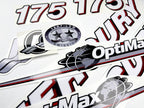Vinyl graphic red and white decals set suitable for Mercury 175 hp OptiMax two stroke outboard engine. Vinyl red stickers kit for Mercury 175 hp two stroke Handmade