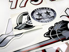 Vinyl graphic red and white decals set suitable for Mercury 175 hp OptiMax two stroke outboard engine. Vinyl red stickers kit for Mercury 175 hp two stroke Handmade