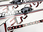 Vinyl graphic red and white decals set suitable for Mercury 150 hp OptiMax two stroke outboard engine. Vinyl red stickers kit for Mercury 150 hp two stroke Handmade