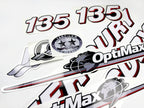 Vinyl graphic red and white decals set suitable for Mercury 135 hp OptiMax two stroke outboard engine. Vinyl red stickers kit for Mercury 135 hp two stroke Handmade