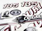Vinyl graphic red and white decals set suitable for Mercury 135 hp OptiMax two stroke outboard engine. Vinyl red stickers kit for Mercury 135 hp two stroke Handmade