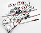 Vinyl graphic red and white decals set suitable for Mercury 90 hp OptiMax two stroke outboard engine. Vinyl red stickers kit for Mercury 90 hp two stroke Handmade