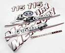 Vinyl graphic red and white decals set suitable for Mercury 115 hp OptiMax two stroke outboard engine. Vinyl red stickers kit for Mercury 115 hp two stroke Handmade