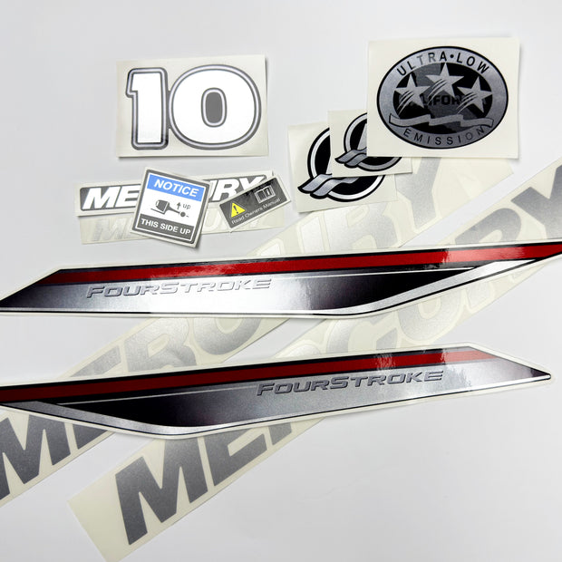Vinyl graphic silver shimmer decals set suitable for Mercury 10 hp four stroke outboard engine. Vinyl silver shimmer stickers kit for Mercury 10 hp four stroke Handmade