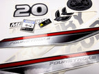 Vinyl graphic silver shimmer decals set suitable for Mercury 20 hp four stroke outboard engine. Vinyl silver shimmer stickers kit for Mercury 20 hp four stroke Handmade