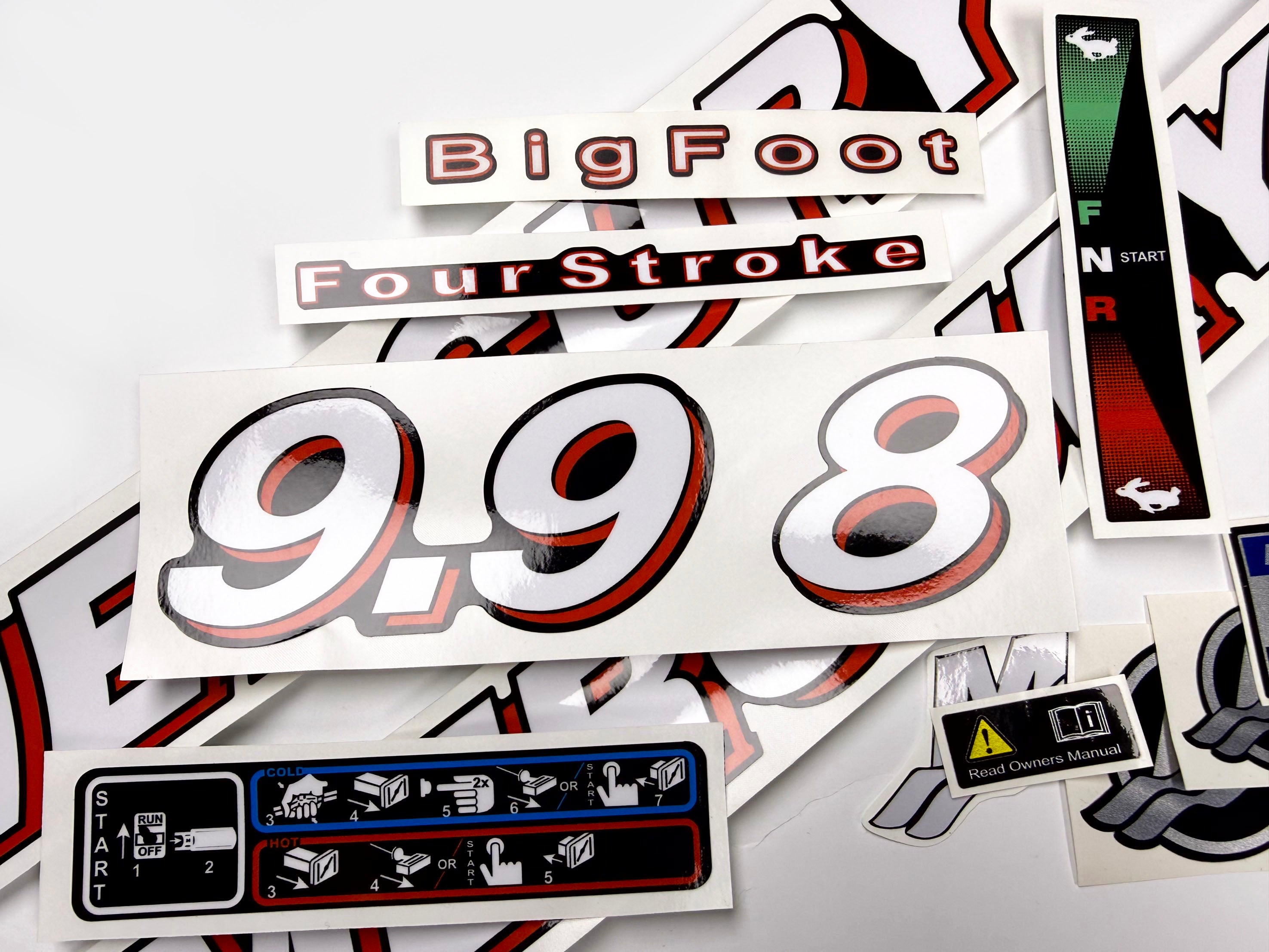 Vinyl graphic red and white decals set suitable for Mercury 8 9.9 hp four stroke outboard engine. Vinyl stickers kit for Mercury 8 9.9 hp four stroke Handmade