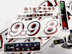 Vinyl graphic red and white decals set suitable for Mercury 8 9.9 hp four stroke outboard engine. Vinyl stickers kit for Mercury 8 9.9 hp four stroke Handmade