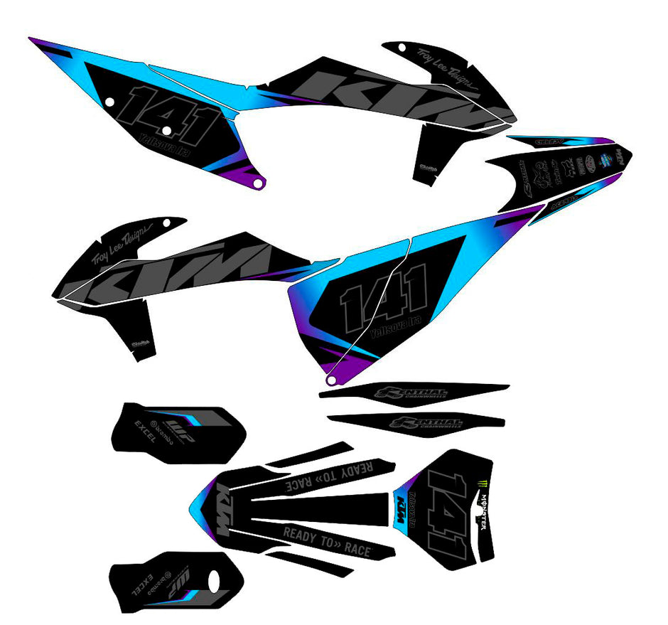 Graphic vinyl decals set for moto KTM SX SXF 125 150 250 350 450 2019-2023 Stickers vinyl kit for motorbike motorcycle without a headlight