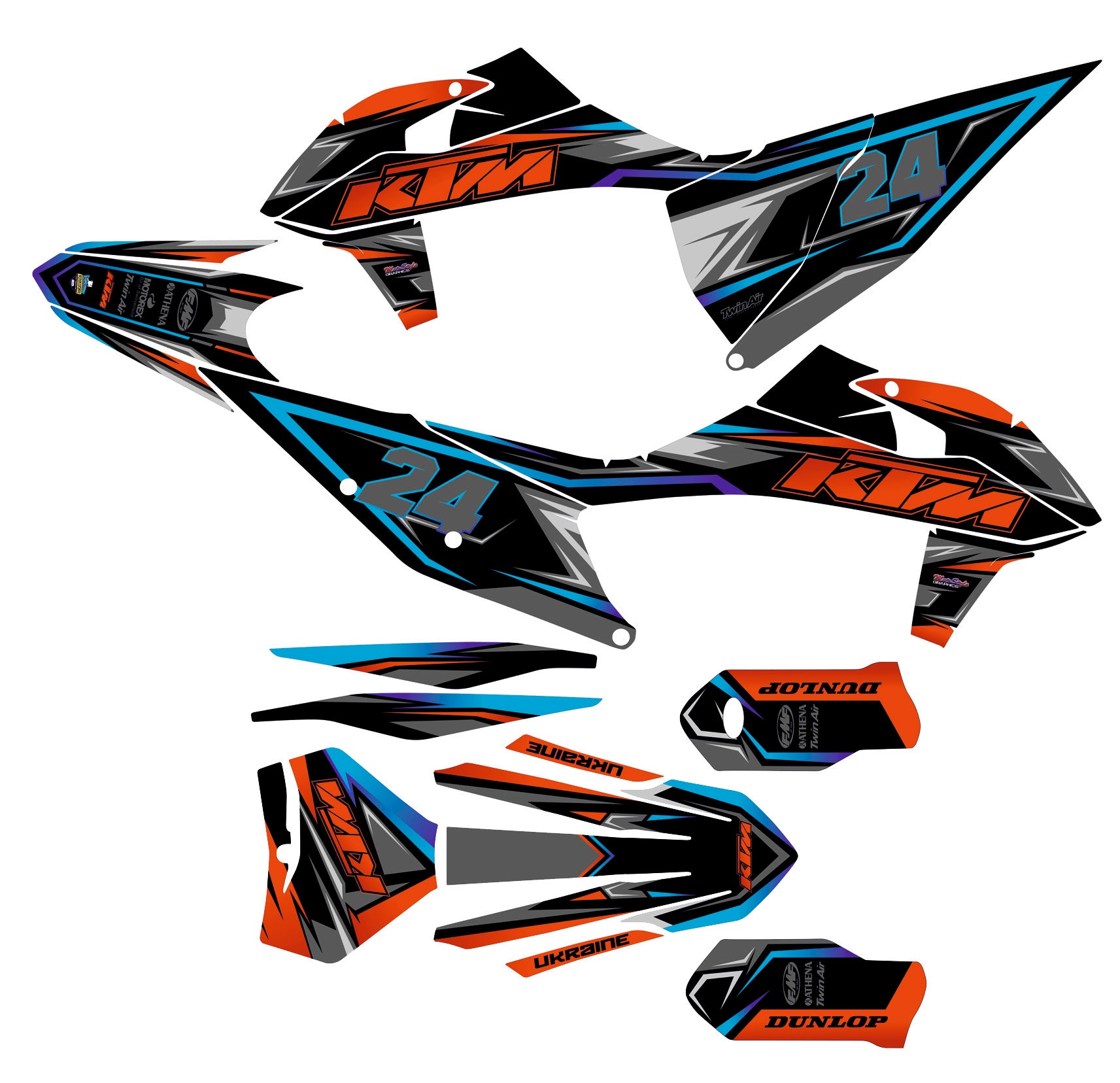 Graphic vinyl decals set for moto KTM SX SXF 125 150 250 350 450 2019-2023 Stickers vinyl kit for motorbike motorcycle without a headlight