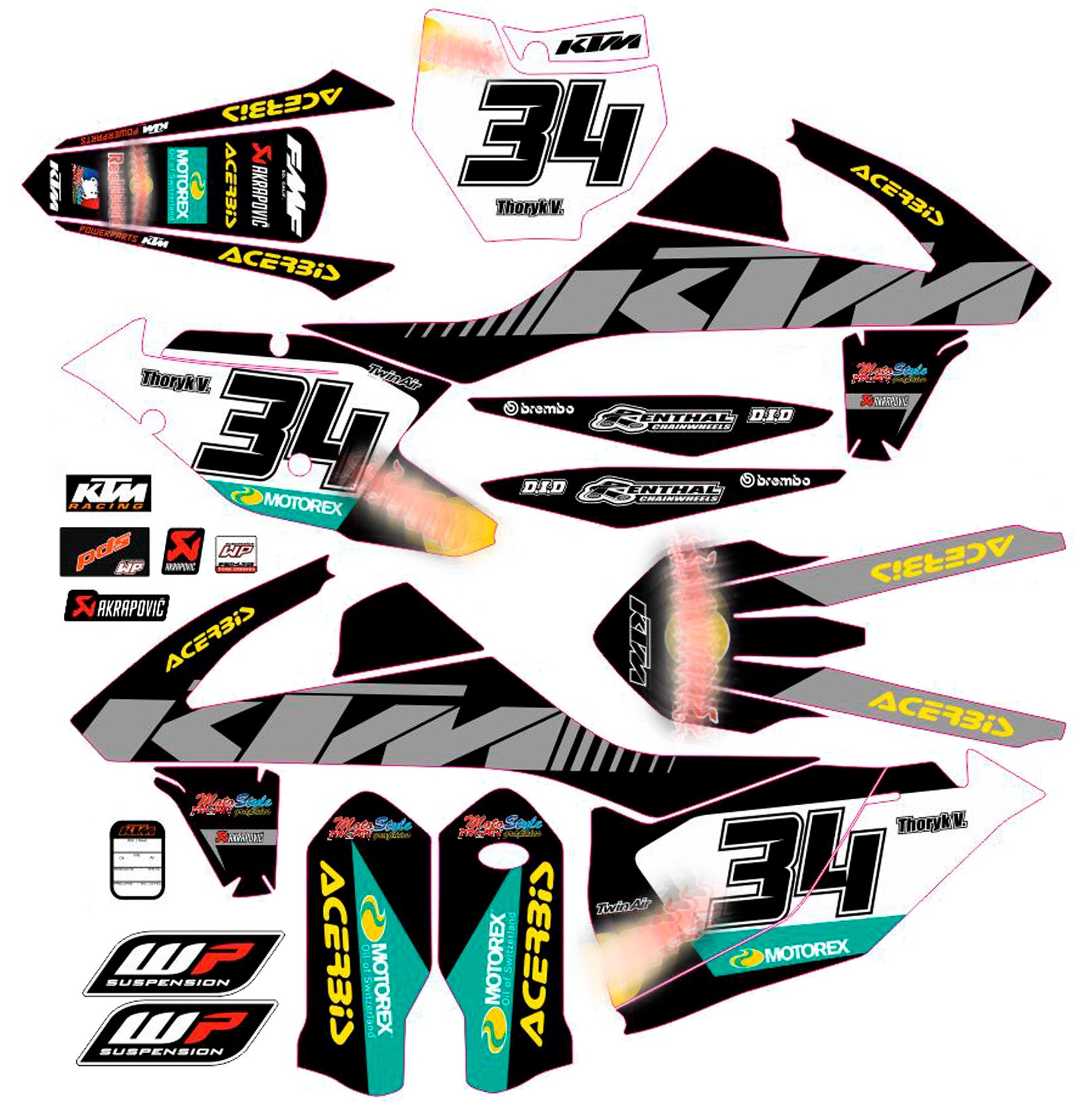 Graphic vinyl decals set for moto KTM SX SXF 125 150 250 350 450 2016-2018  Stickers vinyl kit for motorbike motorcycle without a headlight