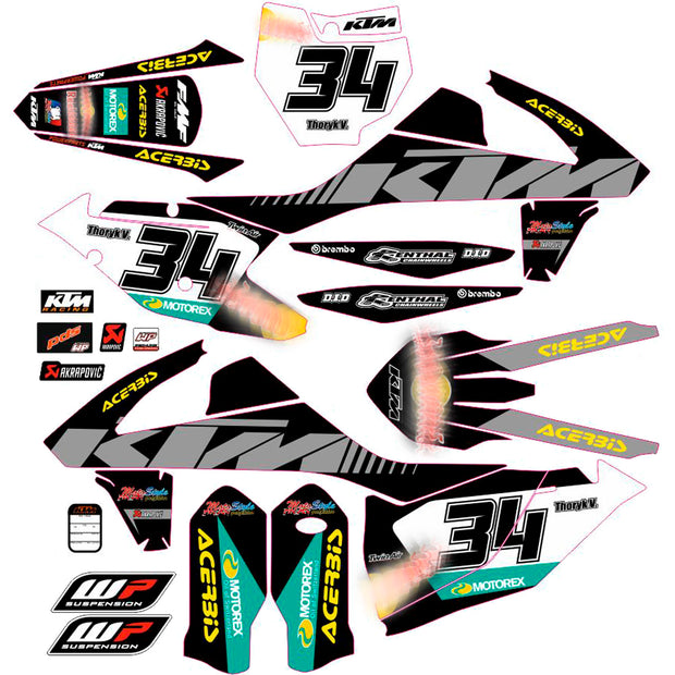 Graphic vinyl decals set for moto KTM SX SXF 125 150 250 350 450 2016-2018  Stickers vinyl kit for motorbike motorcycle without a headlight