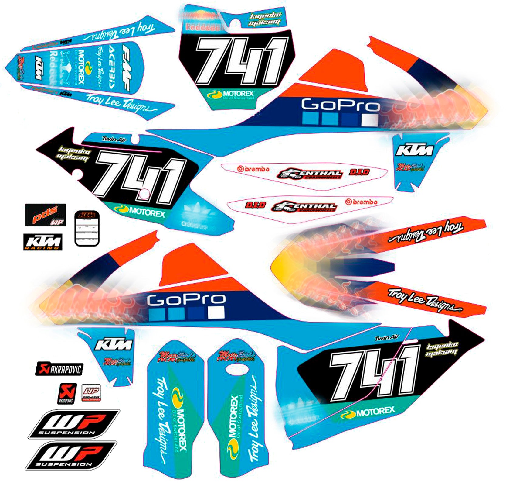 Graphic vinyl decals set for moto KTM SX SXF 125 150 250 350 450 2016-2018  Stickers vinyl kit for motorbike motorcycle without a headlight