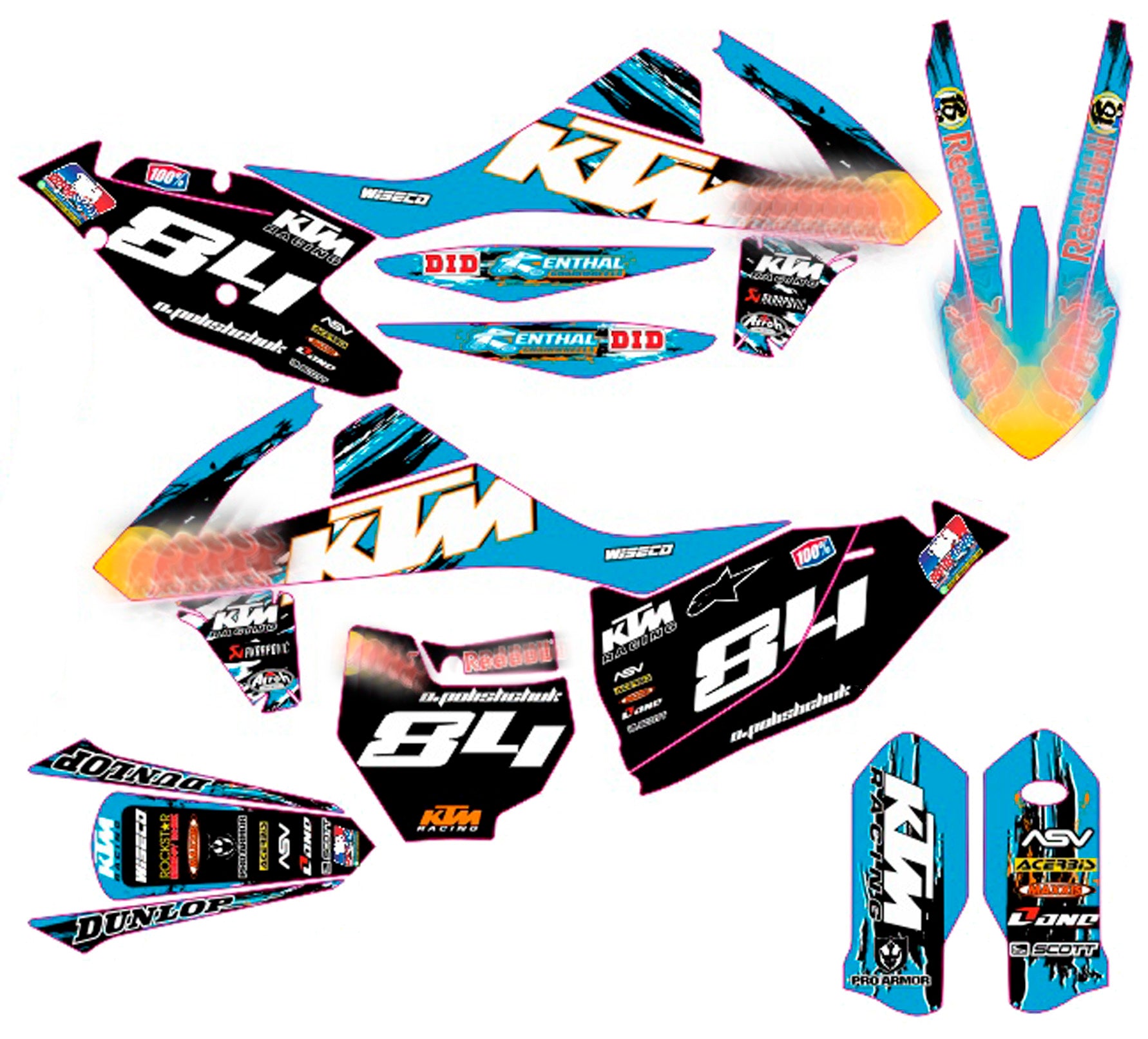 Graphic vinyl decals set for moto KTM SX SXF 125 150 250 350 450 2016-2018  Stickers vinyl kit for motorbike motorcycle without a headlight