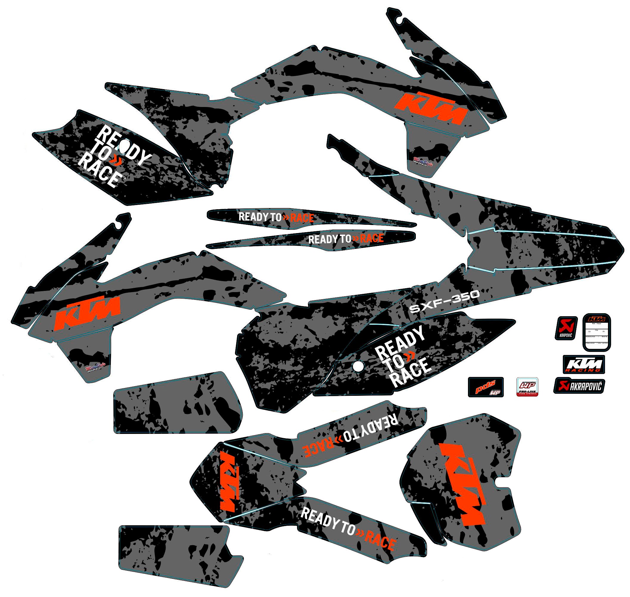 Graphic vinyl decals set for moto KTM SX SXF 125 150 250 350 450 2013-2015  Stickers vinyl kit for motorbike motorcycle without a headlight